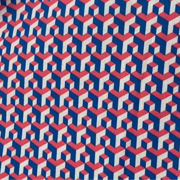 NWT COTON DOUX Paris Geo Print Button Front Shirt Cotton Poplin Pink Navy Blue - Picture 9 of 15